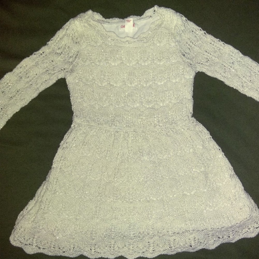 Ivory crochet long sleeve dress